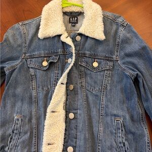 GAP Blue Denim Jacket with White Sherpa Lining